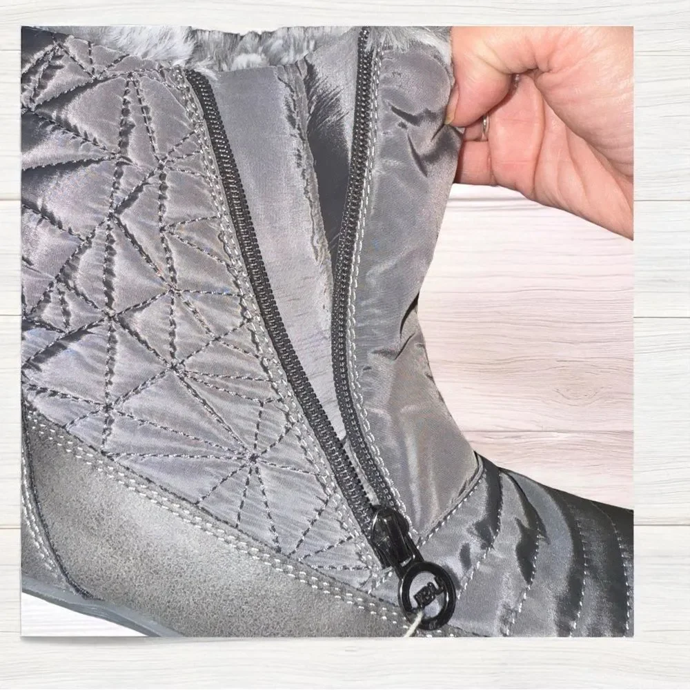 New in Box JBU by Jambu Free Bird Mid Calf Winter Gray with Faux Fur Boot, 8M